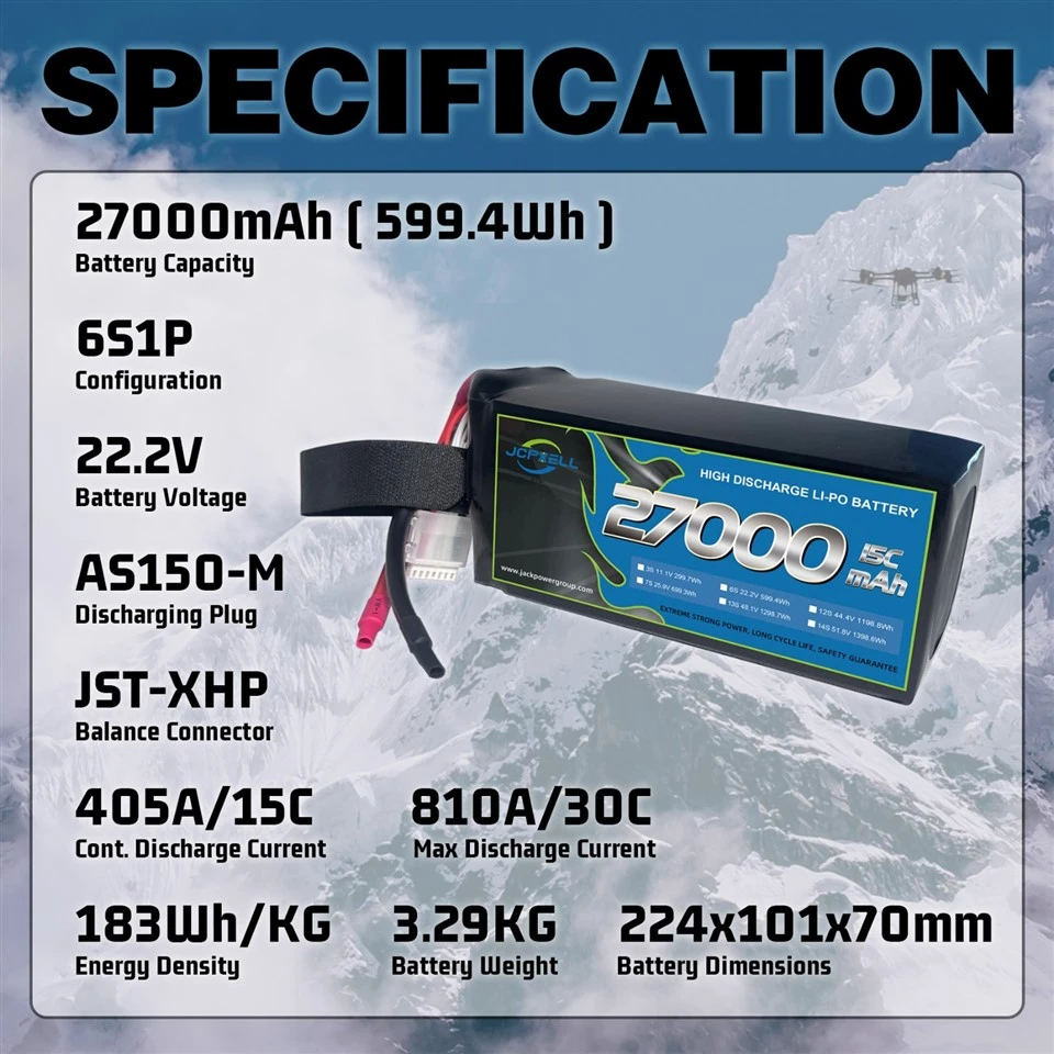 6S 27000mAh LiPo Drone Battery